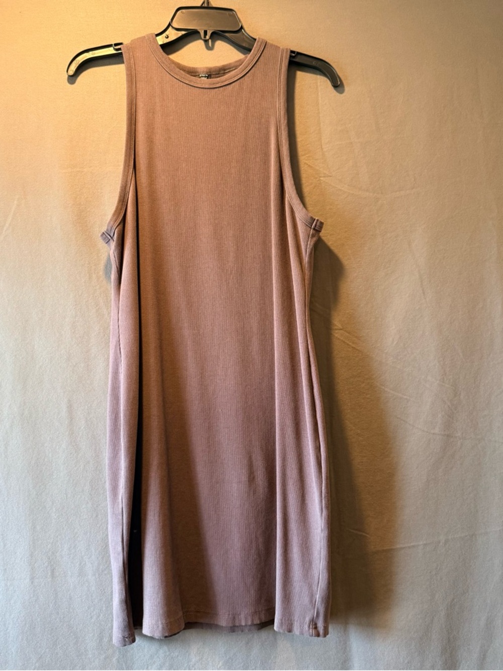 XL Sleeveless Ribbed Tank Dress in Gray